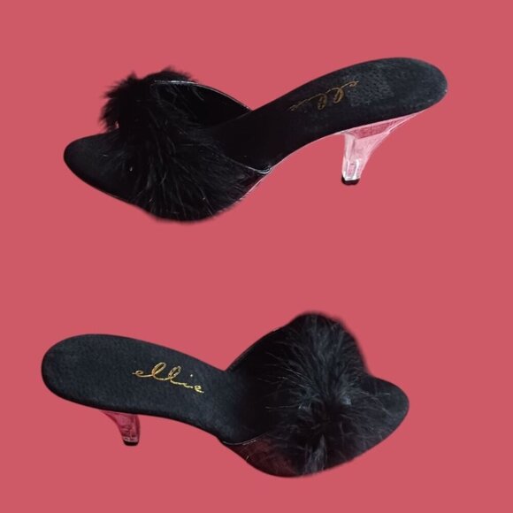 Ellie Black shoes 305 Sasha Dress Sandal Faux Fur size 10 - Picture 4 of 9